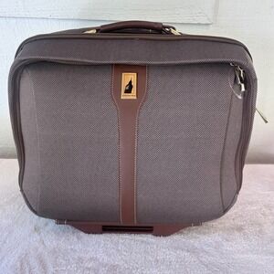 Vintage London Fog Brown Rolling Underseat Cabin Bag Carry On Luggage Style 7000